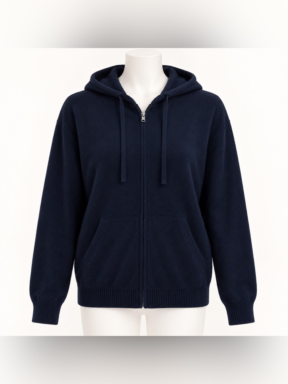 NWT J.Crew Cashmere Full-Zip Hoodie Night Navy Size L CR341